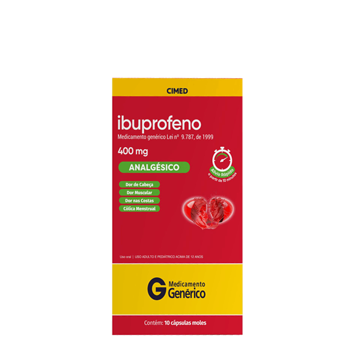 Ibuprofeno 400mg Genérico Cimed 10 Cápsulas Líquidas