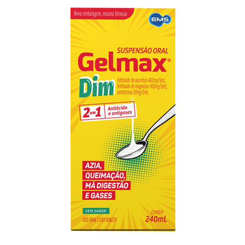 Antiácido Gelmax Dim Sem Sabor 240Ml Suspensão Oral
