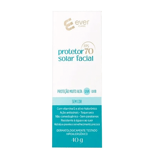 Protetor Solar Facial Ever Care Fps 70 40G