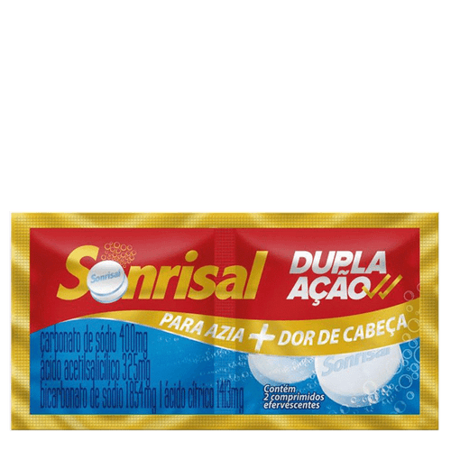 Antiácido E Analgésico Sonrisal Tradicional Dupla Ação 2 Comprimidos Efervescentes