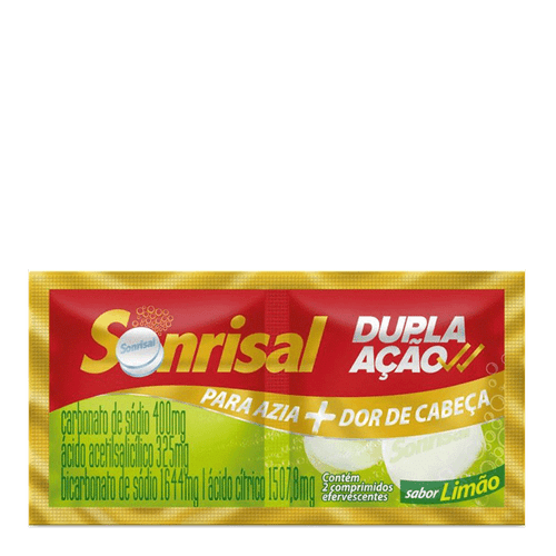 Antiácido E Analgésico Sonrisal Limão Dupla Ação 2 Comprimidos Efervescentes