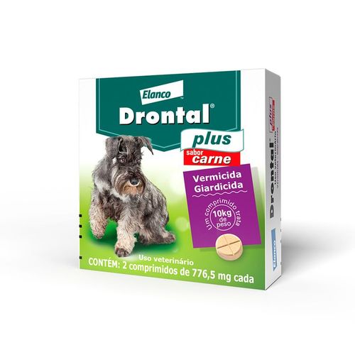 DRONTAL PLUS - para Cães até 10kg cx com 2 comprimidos sabor carne