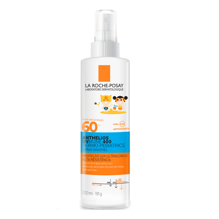 Protetor Solar Infantil Corporal La Roche-Posay FPS 60 Anthelios UVMune 400 Dermopediatrics 200ml Spray