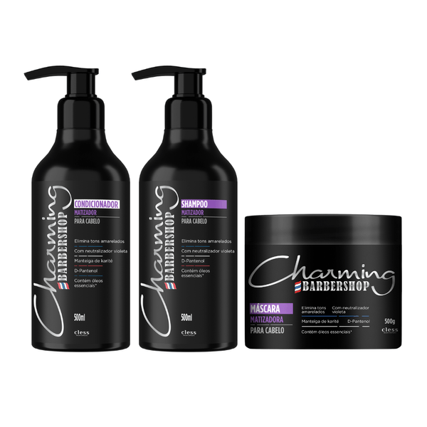 Kit matizadores Shampoo Condicionador e Mascara Barbershop