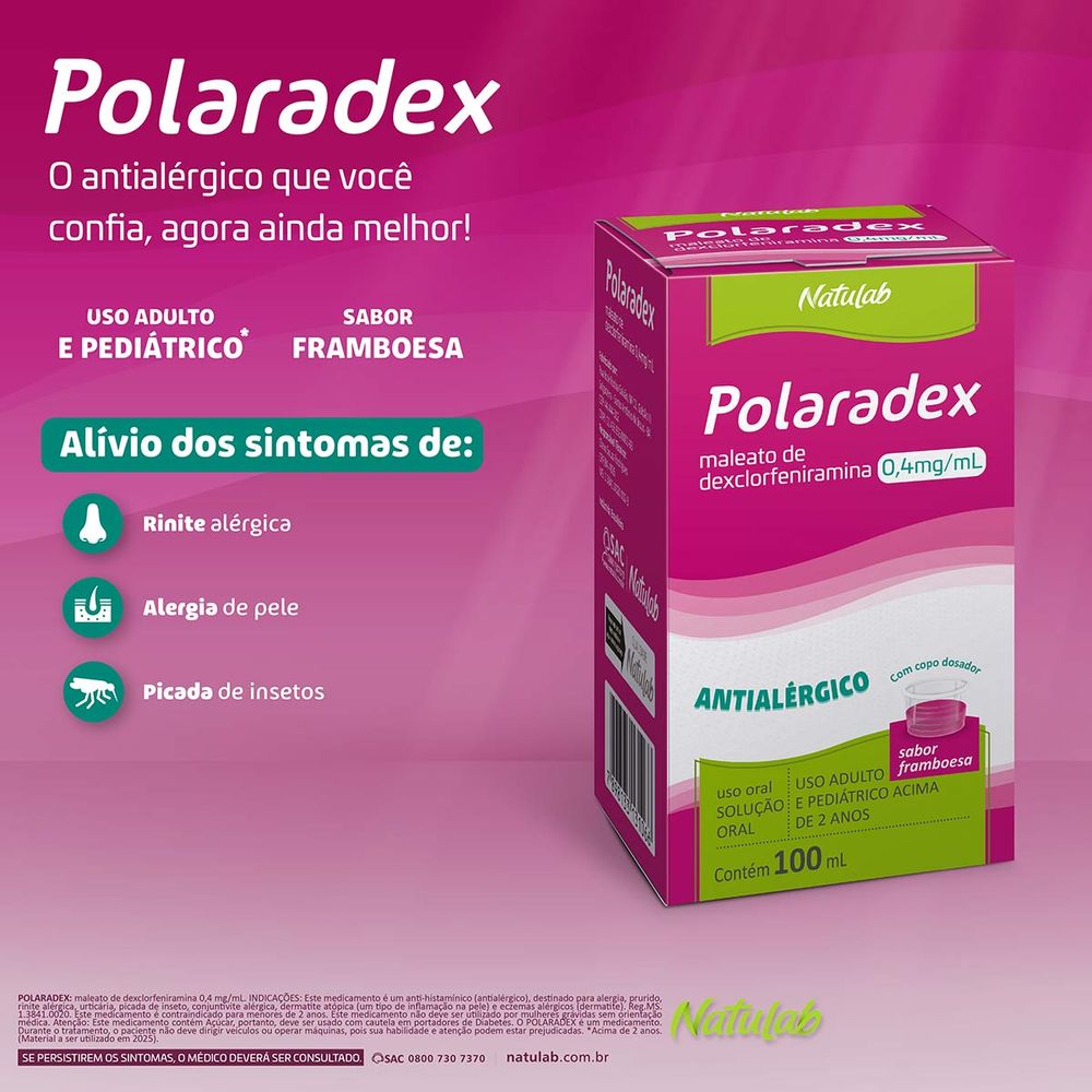 Polaradex 0,4mg/mL Natulab 1 Frasco com 100mL + Copo Medidor ...