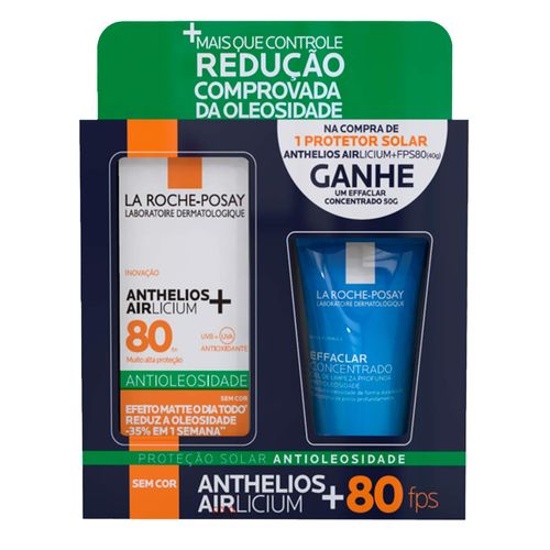 Kit La Roche-Posay Protetor Solar Fps 80 Anthelios Airlicium+ 40G + Gel De Limpeza Effaclar Concentrado 50G