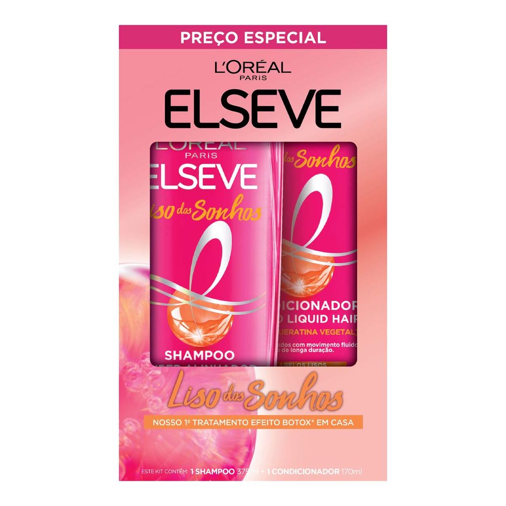 Kit L'Oréal Paris Elseve Liso dos Sonhos Shampoo 375ml + Condicionador ...