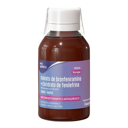 Descongestionante E Antialégico Maleato De Bronfeniramina 2Mg/5Ml + Cloridrato De Fenilefrina 5Mg/5Ml Genérico Neo Química 120Ml