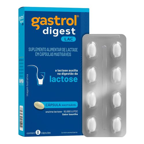 Gastrol Digest Lac 10.000U.fcc Baunilha 8 Cápsulas Mastigáveis