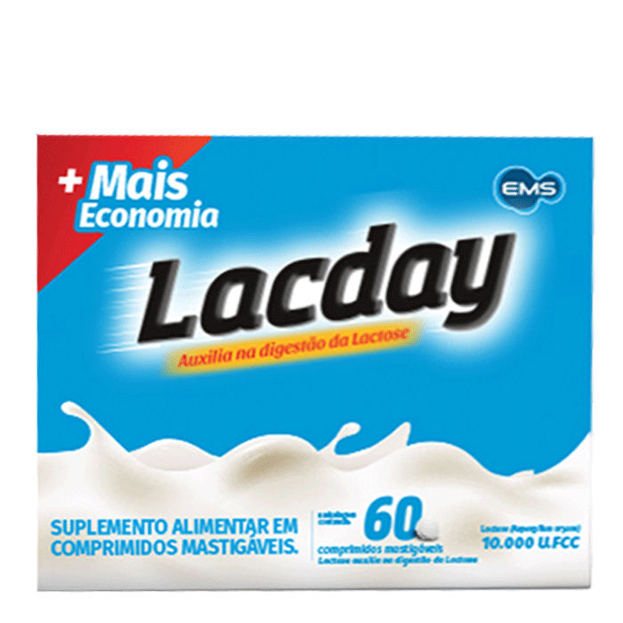 Lacday Lactase 10.000U.Fcc 60 Comprimidos Mastigáveis
