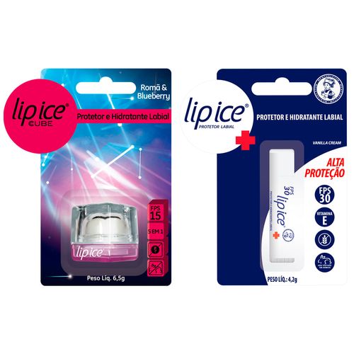 Protetor Labial Cube Romã & Blueberry + Lip Ice Alta Proteção Fps 30 Grátis Cube Romã & Blueberry + Lip Ice® Alta Proteção Fps 30 Grátis