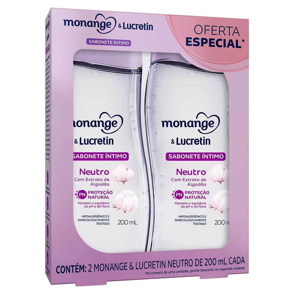 Kit Sabonete Líquido Íntimo Monange Lucretin Neutro Unidades