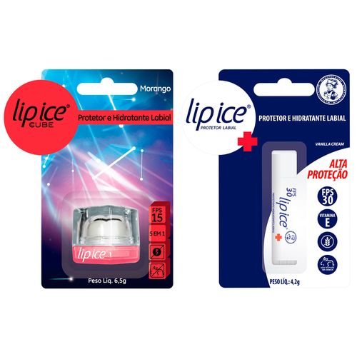 Protetor Labial Cube Morango + Lip Ice Alta Proteção Fps 30 Grátis Cube Morango + Lip Ice® Alta Proteção Fps 30 Grátis