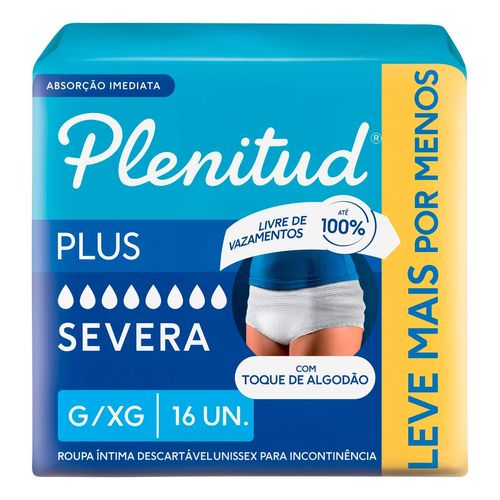 Roupa Íntima Plenitud Plus G/Xg 16 Unidades