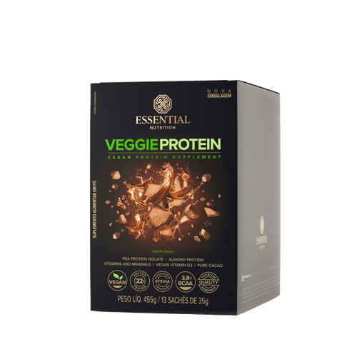 Veggie Protein Cacao 35g Essential Nutrition 13 Sachês