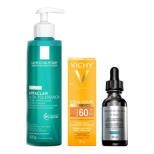 Kit-Effaclar-Alta-Tolerancia-300g--Skinceuticals-P-Tiox-30ml--Protetor-Solar-Clarify-FPS60-Media-40g Kit-Effaclar-Alta-Tolerancia-300g--Skinceuticals-P-Tiox-30ml--Protetor-Solar-Clarify-FPS60-Media-40g