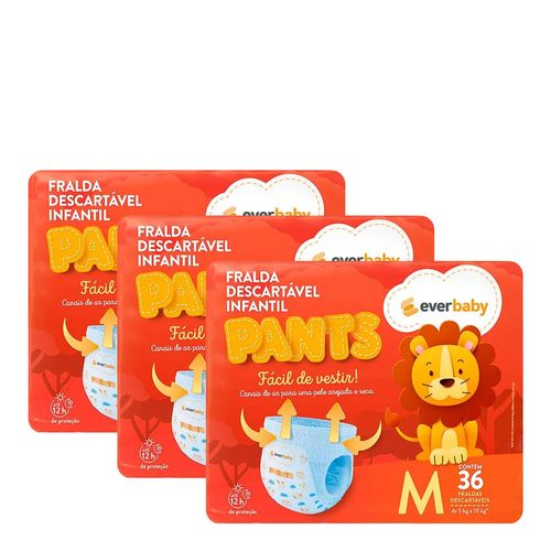 Kit-Fralda-Ever-Baby-Pants-M-3-Pacotes-com-36-Unidades-Pacheco Kit-Fralda-Ever-Baby-Pants-M-3-Pacotes-com-36-Unidades-Pacheco