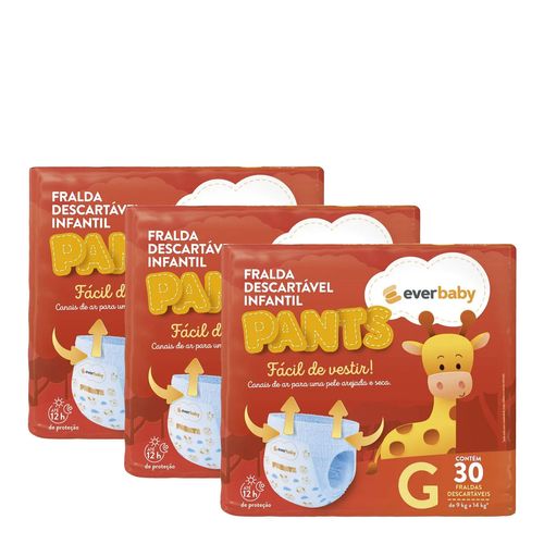 Kit-Fralda-Ever-Baby-Pants-Roupinha-G-3-Pacotes-com-30-Unidades-Pacheco Kit-Fralda-Ever-Baby-Pants-Roupinha-G-3-Pacotes-com-30-Unidades-Pacheco