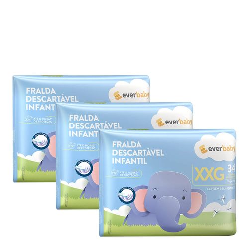 Kit-Fralda-Ever-Baby-XXG-3-Pacotes-com-34-Unidades Kit-Fralda-Ever-Baby-XXG-3-Pacotes-com-34-Unidades