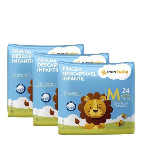 Kit-Fralda-Ever-Baby-M-3-Pacotes-com-24-Unidades Kit-Fralda-Ever-Baby-M-3-Pacotes-com-24-Unidades