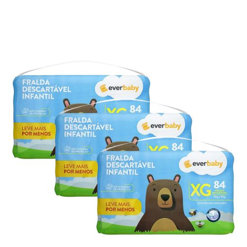 Kit-Fralda-Ever-Baby-XG-3-Pacotes-com-84-Unidades Kit-Fralda-Ever-Baby-XG-3-Pacotes-com-84-Unidades