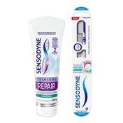 Kit-Sensodyne-Pasta-de-Dente-Clinical-Repair-100g-2-Unidades--Escova-de-Dente-Protecao-Completa-1-Unidade