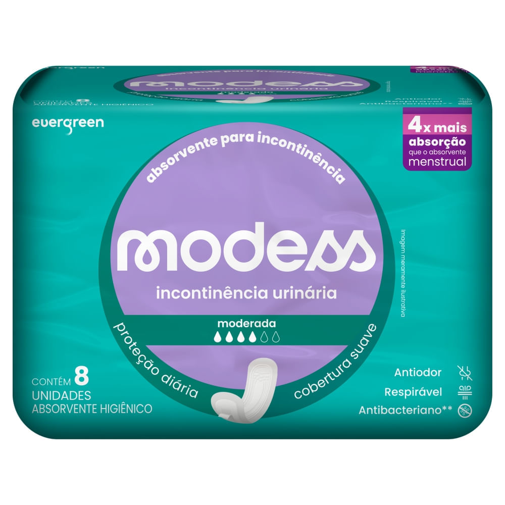 Absorvente Geriátrico Incontinência Moderada 8un Evergreen