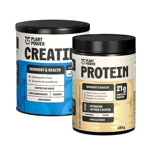 Kit Creatina Monohidratada e Proteína Baunilha Plant Power