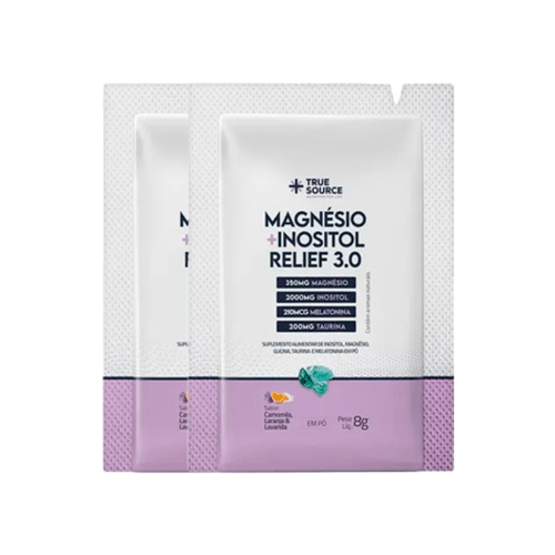 Kit 2X: Magnésio + Inositol Relief 3.0 Camomila e Lavanda Sachê True Source 8g
