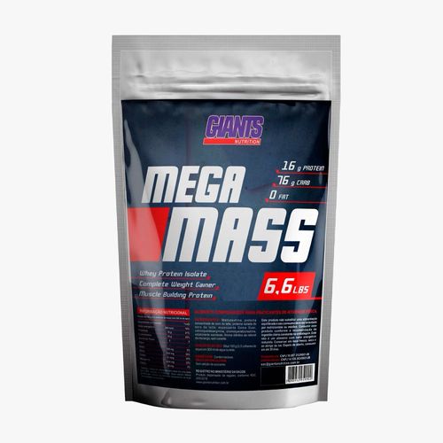 Hipercalórico Mega Mass Morango 3Kg Giants Nutrition Hipercalórico Mega Mass Morango 3Kg Giants Nutrition