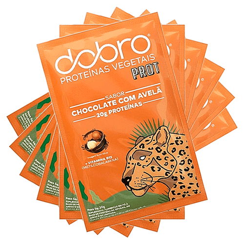 Kit 6X: Proteína Vegana Chocolate com Avelã Sachê Dobro 30g Chocolate com Avelã