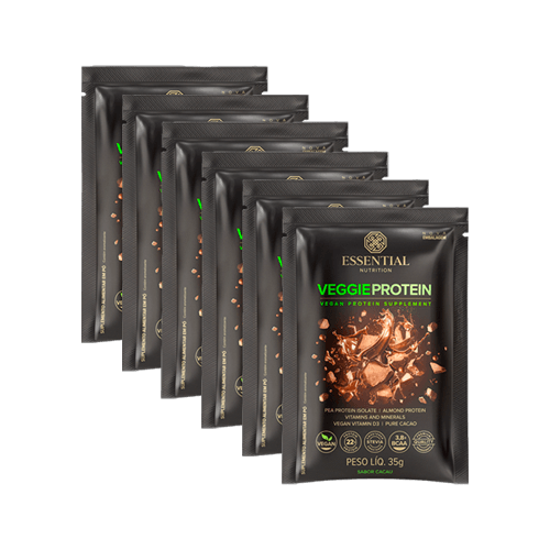 Kit 6X: Veggie Protein Cacao Sachê Essential Nutrition 35g