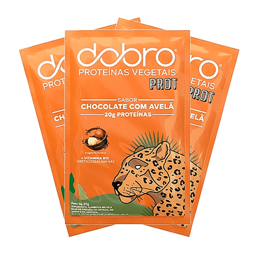Kit 3X: Proteína Vegana Chocolate com Avelã Sachê Dobro 30g Chocolate com Avelã