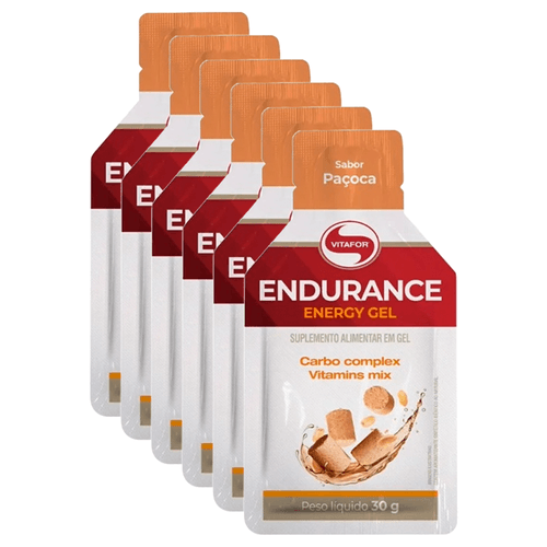 Kit 6X: Endurance Energy Carboidrato em Gel Paçoca Vitafor 30g Paçoca