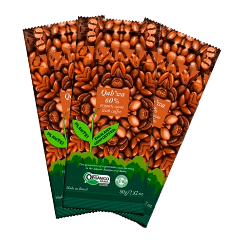 Kit 3X: Chocolate Qah Wa 60% Cacau com Café Orgânico Amma Chocolate 80g