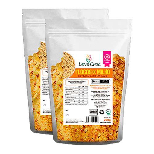 Kit 2X: Flocos de Milho com Açúcar Mascavo Sem Glúten Leve Croc 250g