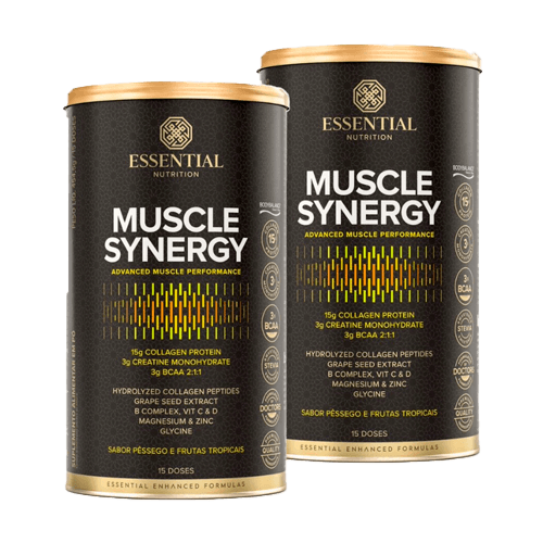 Kit 2X: Muscle Synergy Pêssego e Frutas Tropicais Essential Nutrition 454,5g