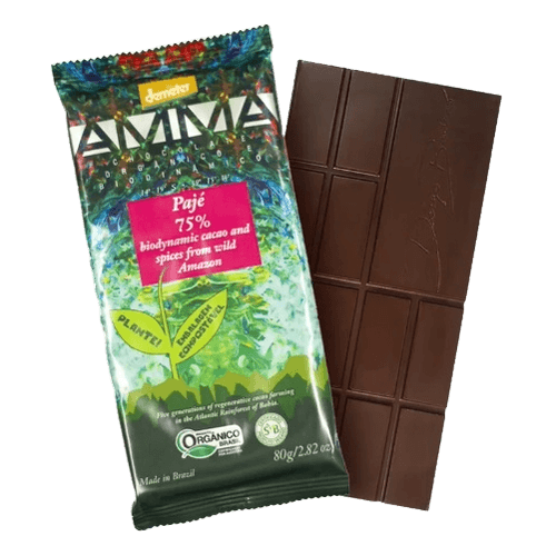 Chocolate Pajé 75% Cacau com Especiarias Biodinâmico Demeter Amma Chocolate 80g