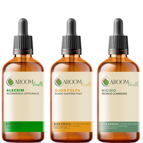 Kit Terapia Capilar  – Óleos Vegetais de Alecrim, Ojon Polpa e Rícino (100ml cada)