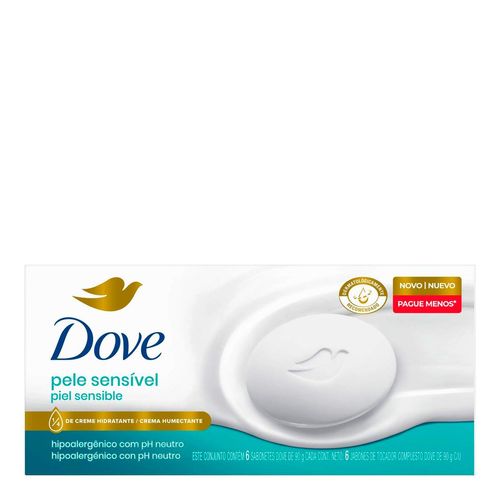 Sabonete Em Barra Dove Pele Sensível 6 Unidades 90G Cada