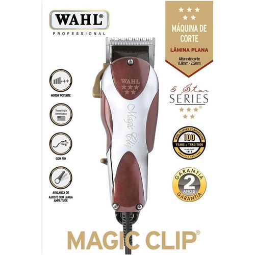 WAHL Aparador Cabelo Wahl Magic Clipper 110V Wahl Magic Prata e Vermelha