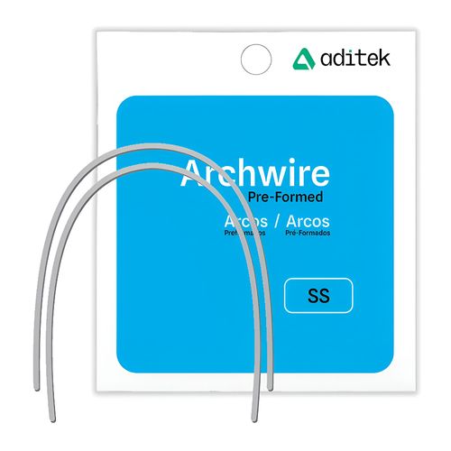 Arco Ortodôntico de Aço Natural Inferior Retangular Aditek 016x022 Arco Ortodôntico de Aço Natural Inferior Retangular Aditek 016x022