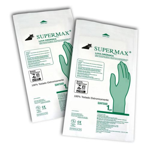 Luva Cirúrgica Estéril Látex com Pó Bioabsorvível Supermax 7,5