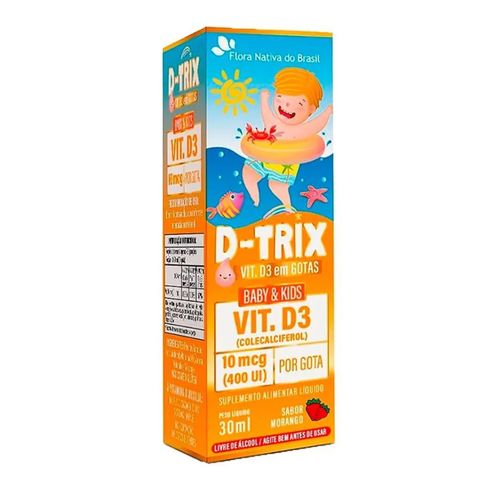 D TRIX KIDS VITAMINA D GTS 30ML SAB MORANGO FLORA NATIVA