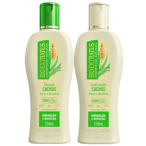 Shampoo e Condicionador Cachos Babosa e Macadomia 250ml Bio Extratus