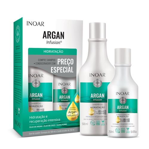 Shampoo + Condicionador Inoar 500 + 250ml Argan Hidratação