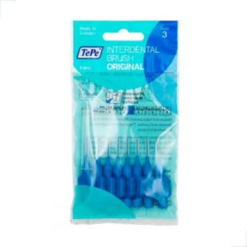 Escova Interdental 0.60mm Azul TePe Limpeza Suave Espaços Médios Dentes Higiene Bucal Avançada Compacta Placas Saúde Buc
