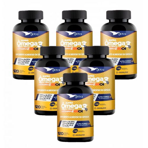6x Supra Ômega 3 T.G- 1080mg EPA- 720mg DHA- Vit.E-120 Caps