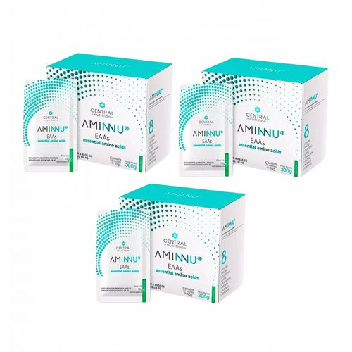 3x Aminnu Eaas 10g- 30 Sachês- Central Nutrition- Limão Limão