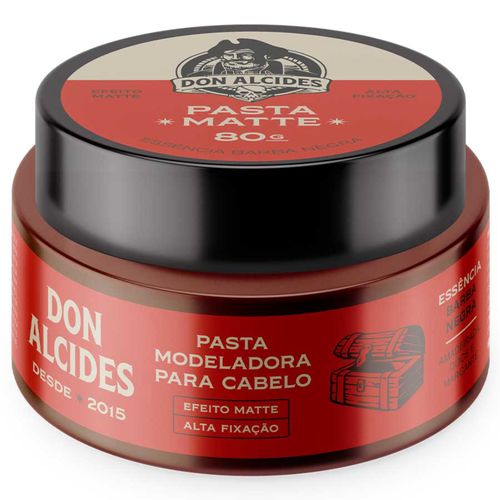 Pasta Matte Para Cabelo Barba Negra Pomada Alta Fixação 80g Don Alcides